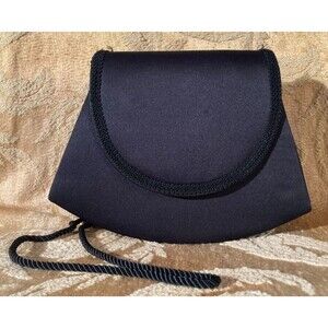 Vintage 80s Purse 1980s Black Satin Cocktail Wedding Guest Formal Fancy Bag